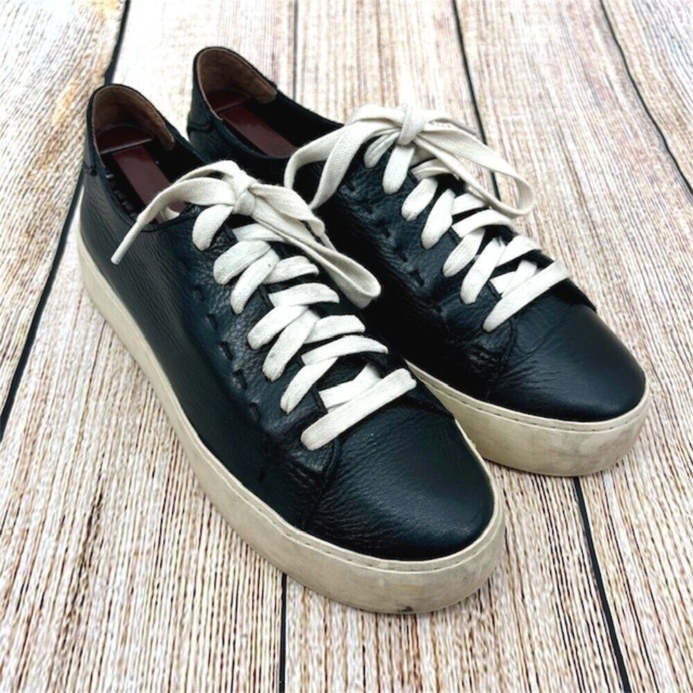 FRYE Lena Low Lace‎ Women's Size 7 M Black Leather Comfort Sneakers